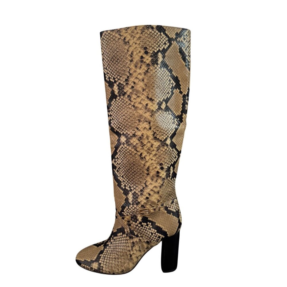 Tory Burch Pull On Snake Embossed Leather Knee High Boot, Size 6.5M WORN ONCE - Picture 2 of 9